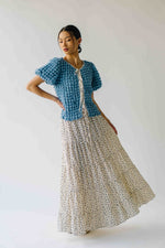 The Lassiter Bubble Textured Blouse in Denim Blue