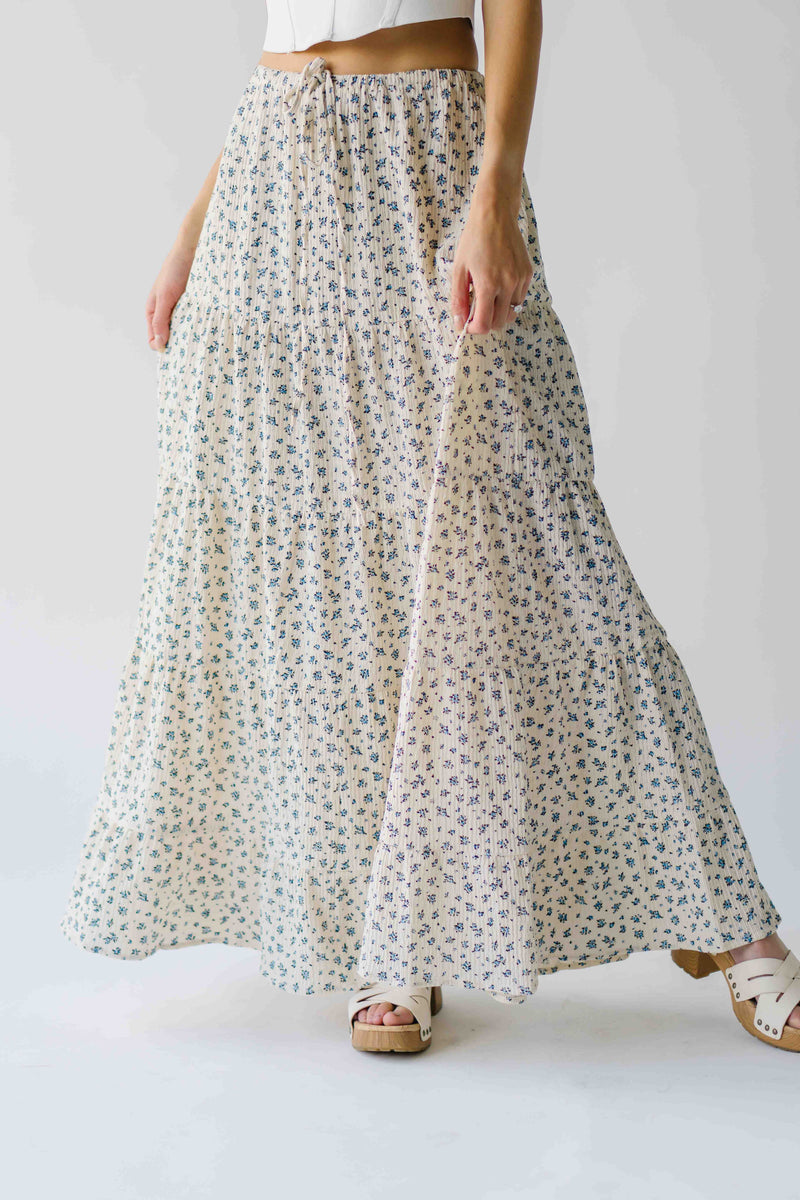 The Callen Floral Maxi Skirt in Cream Multi