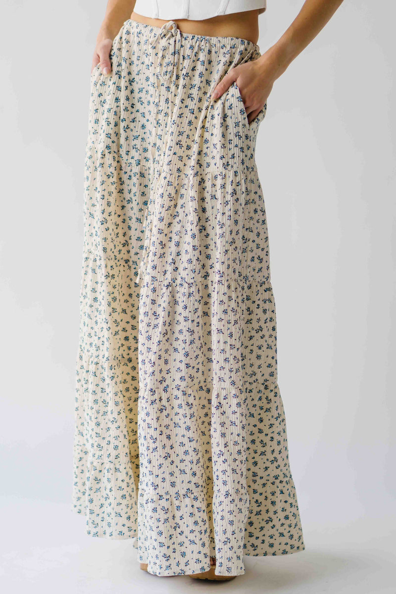 The Callen Floral Maxi Skirt in Cream Multi