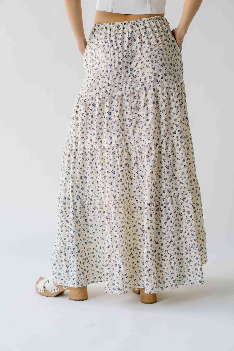 The Callen Floral Maxi Skirt in Cream Multi