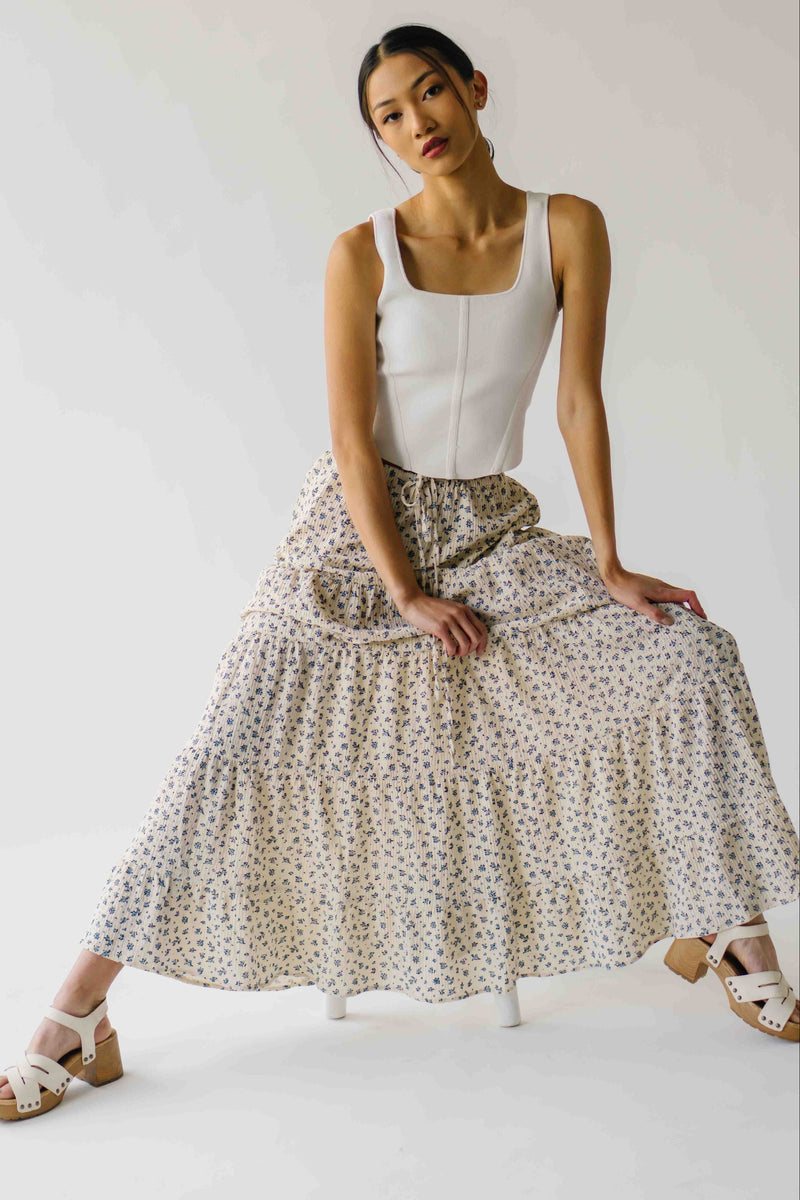 The Callen Floral Maxi Skirt in Cream Multi