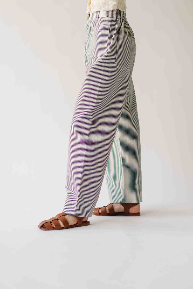The Driska Striped Wide Leg Pant in Black + Cream