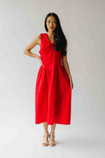 The Reinford Collared Midi Dress in Tomato Red