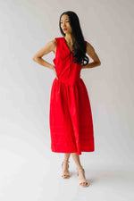 The Reinford Collared Midi Dress in Tomato Red