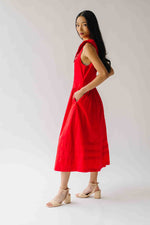 The Reinford Collared Midi Dress in Tomato Red