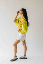 The Jenkins Button-Up Floral Blouse in Electric Lime