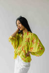 The Jenkins Button-Up Floral Blouse in Electric Lime