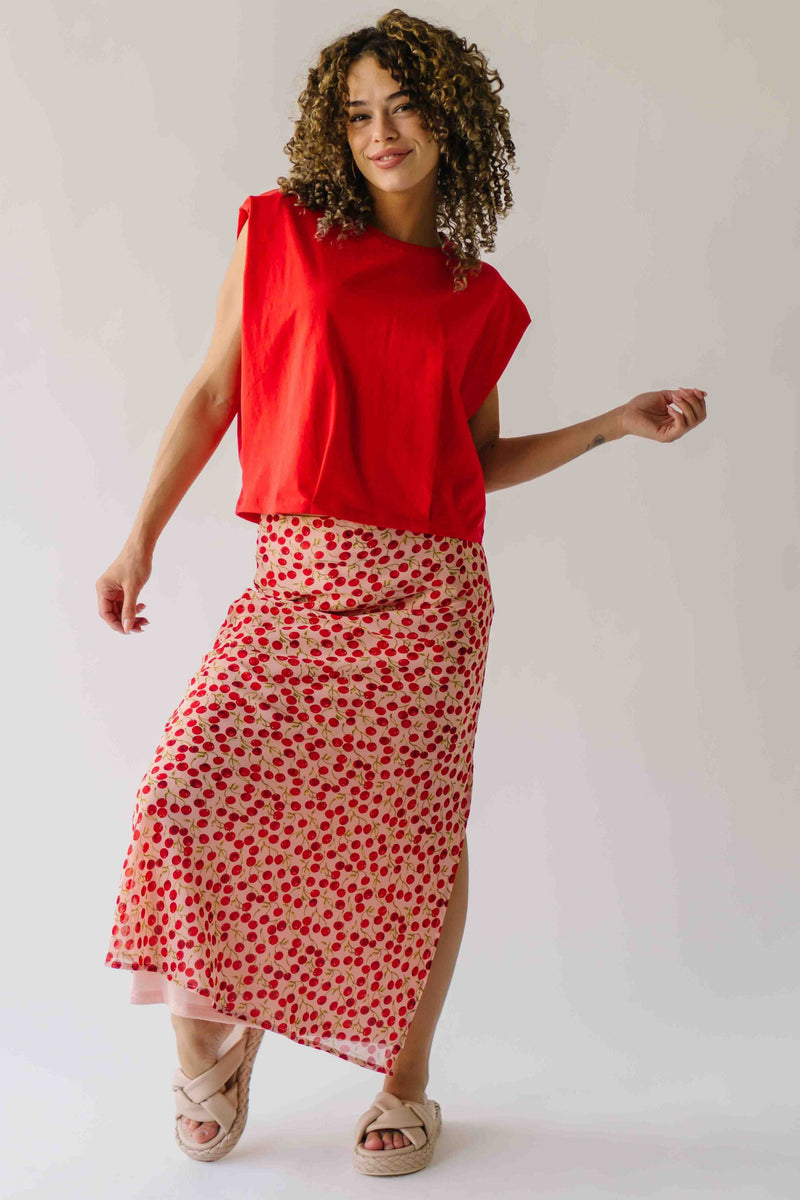 The Findlay Cherry Printed Maxi Skirt in Red Multi