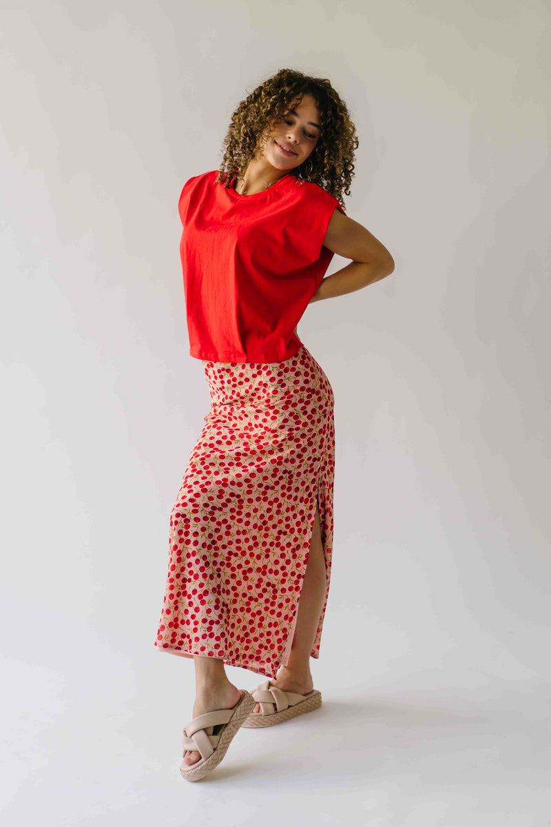 The Findlay Cherry Printed Maxi Skirt in Red Multi