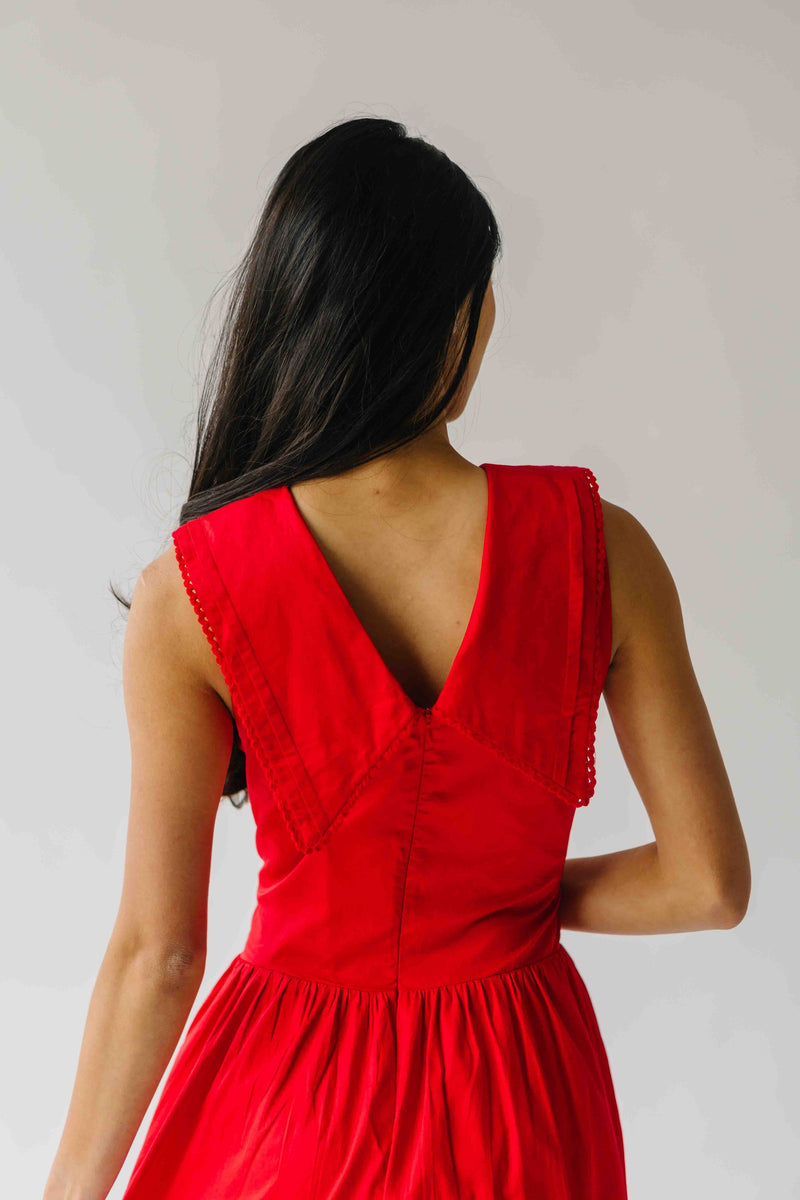 The Reinford Collared Midi Dress in Tomato Red
