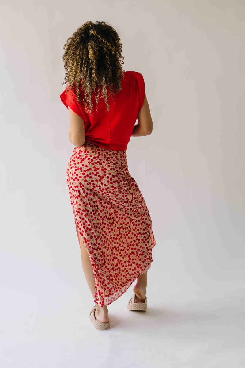 The Findlay Cherry Printed Maxi Skirt in Red Multi