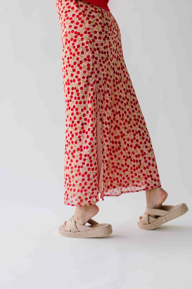 The Findlay Cherry Printed Maxi Skirt in Red Multi