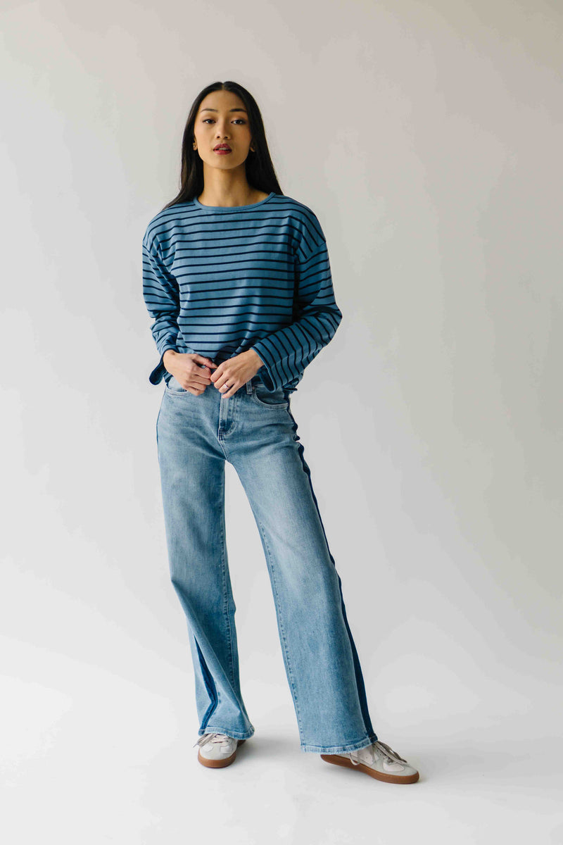 The Moore Striped Tee in Blue + Navy