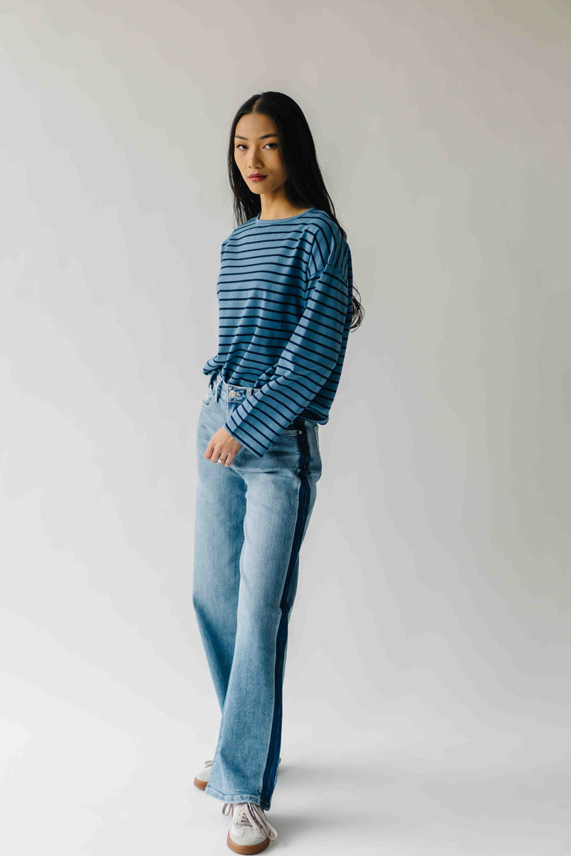 The Moore Striped Tee in Blue + Navy