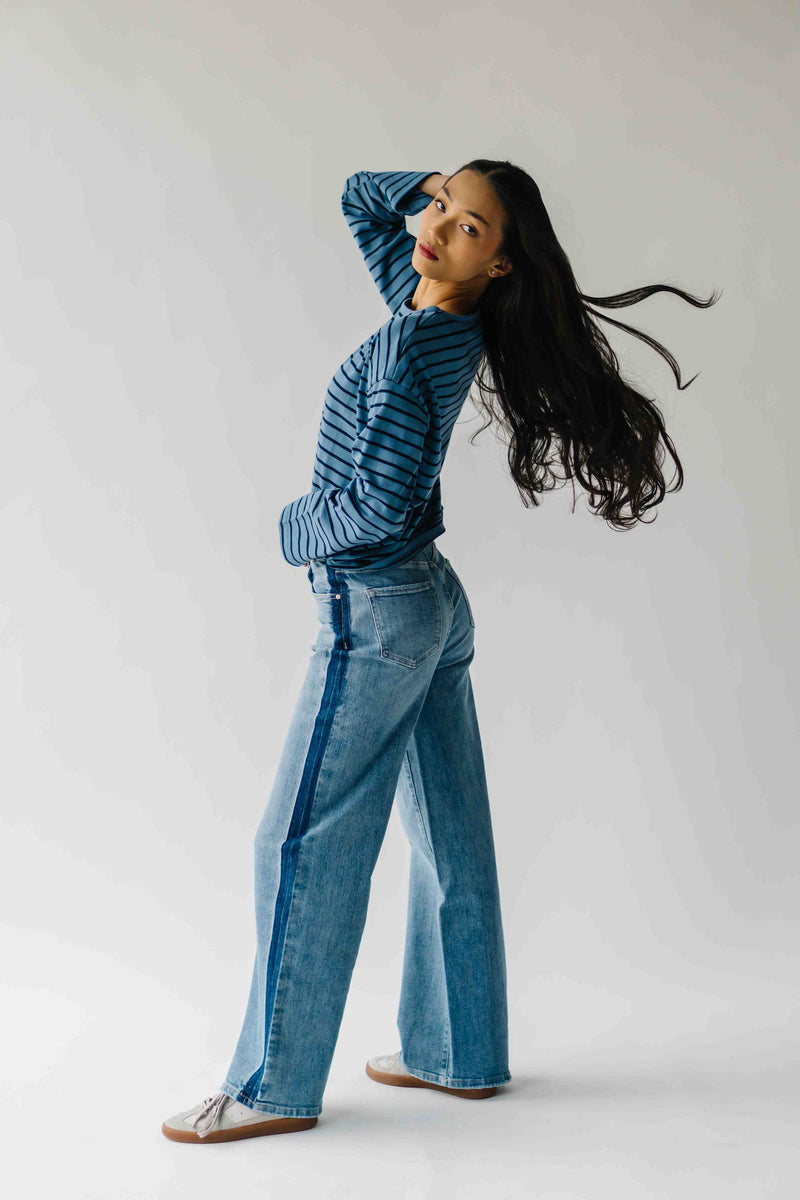 The Moore Striped Tee in Blue + Navy