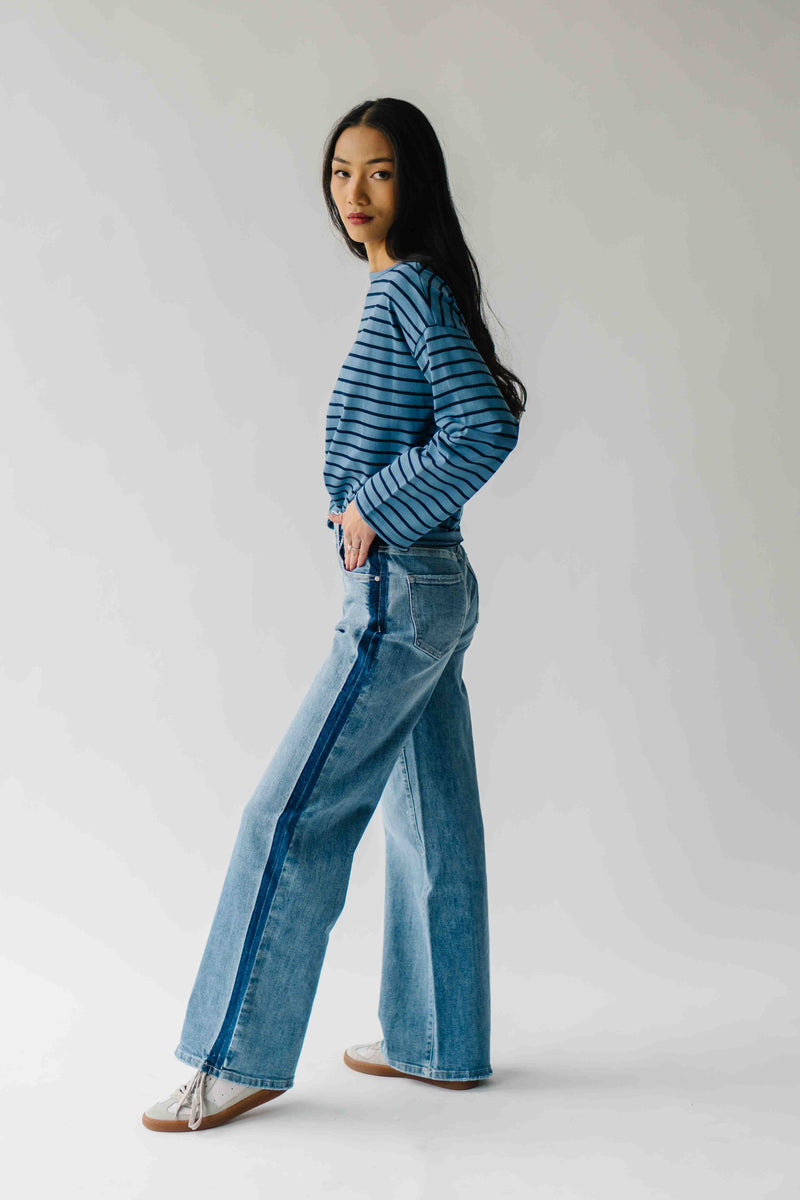 The Moore Striped Tee in Blue + Navy