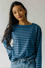 The Moore Striped Tee in Blue + Navy