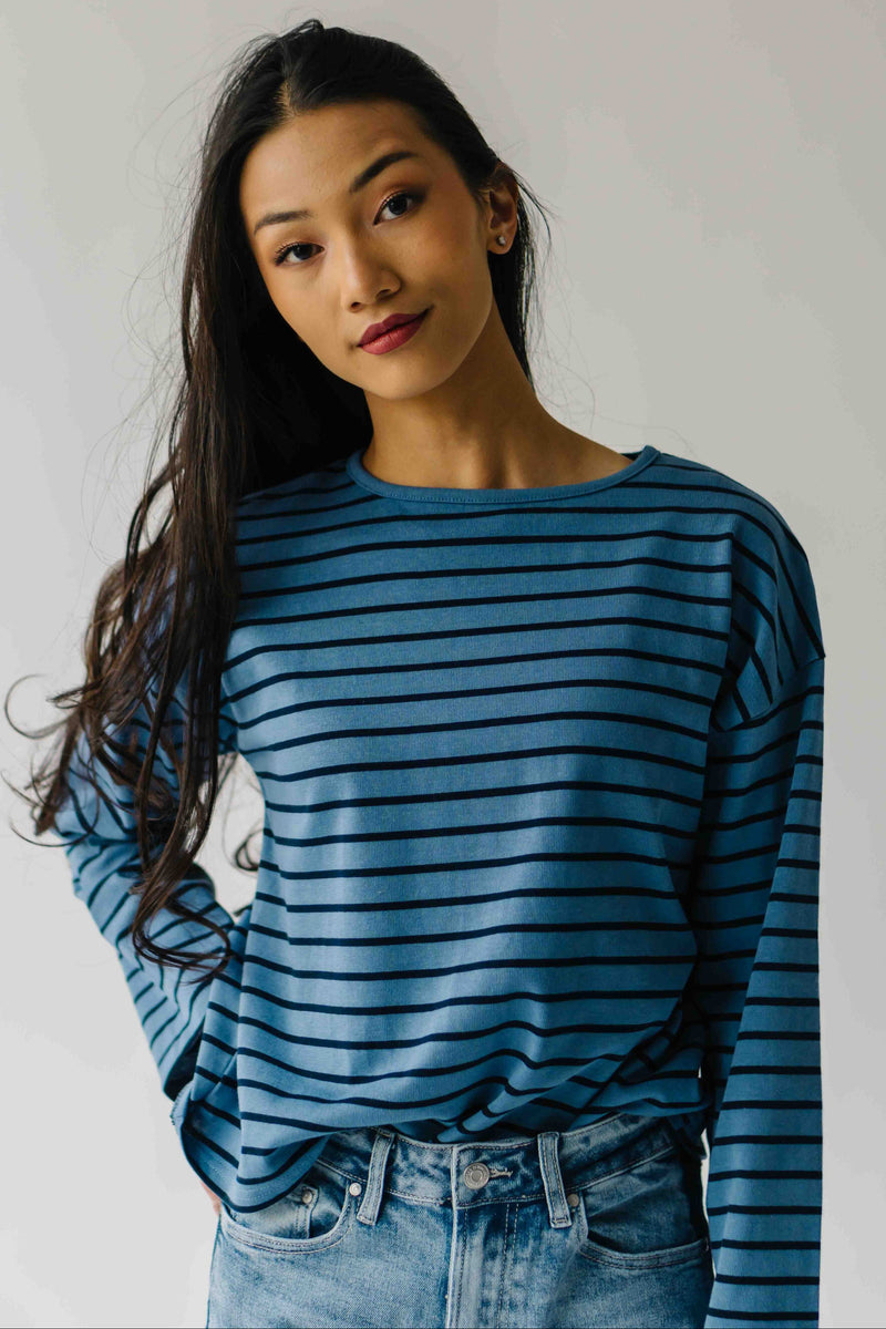 The Moore Striped Tee in Blue + Navy