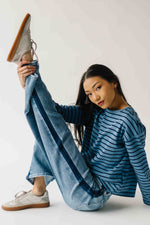 The Moore Striped Tee in Blue + Navy