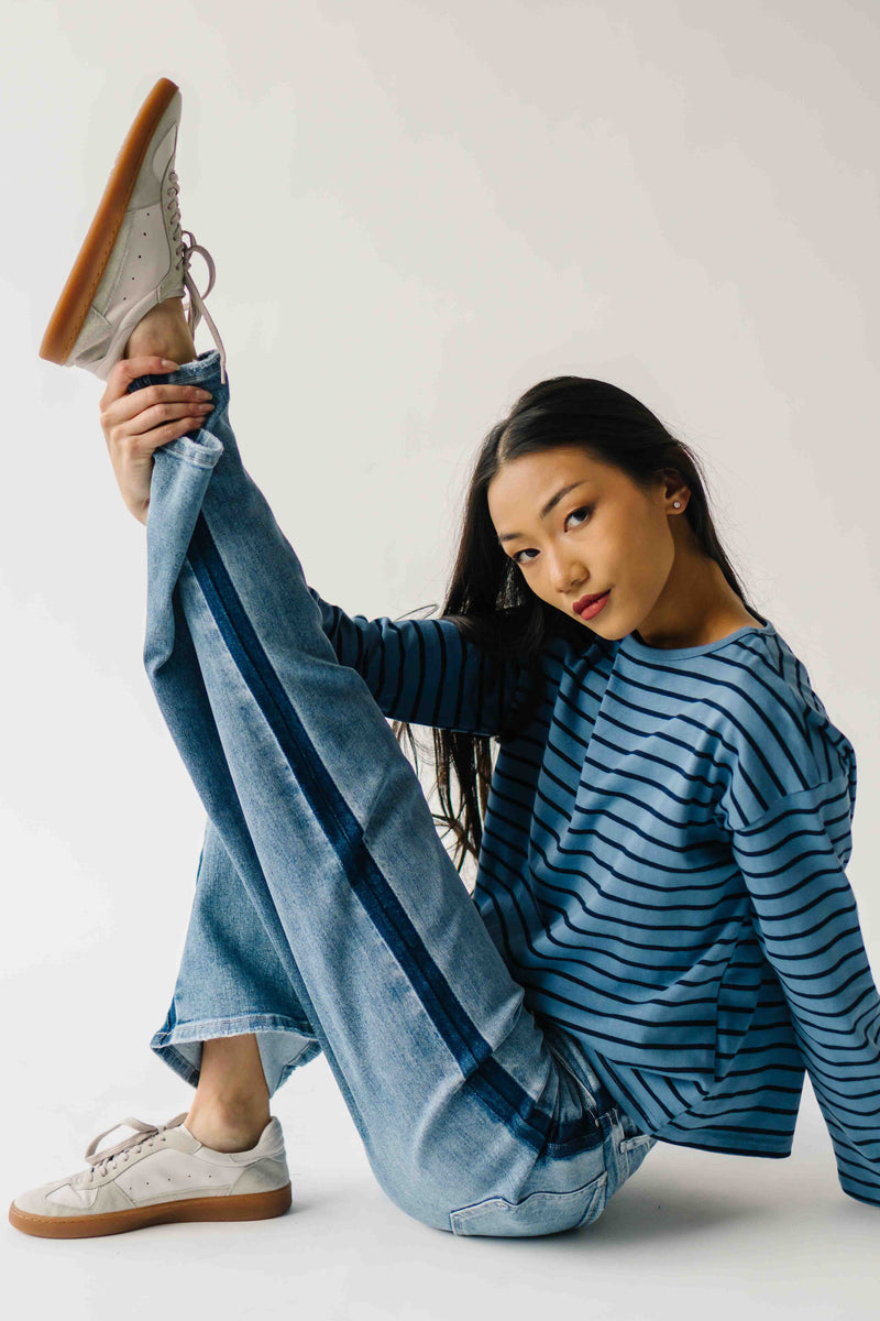 The Moore Striped Tee in Blue + Navy