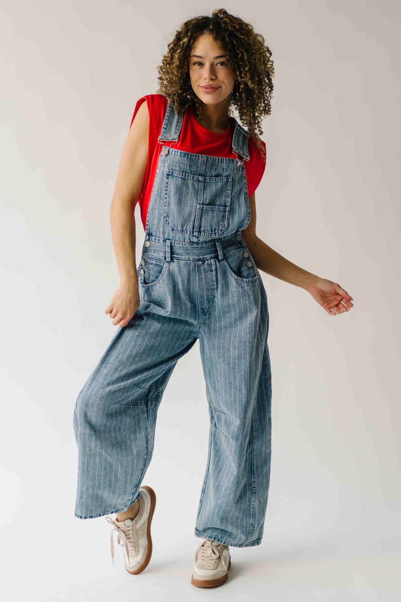 The Shaina Striped Barrel Jumpsuit in Denim