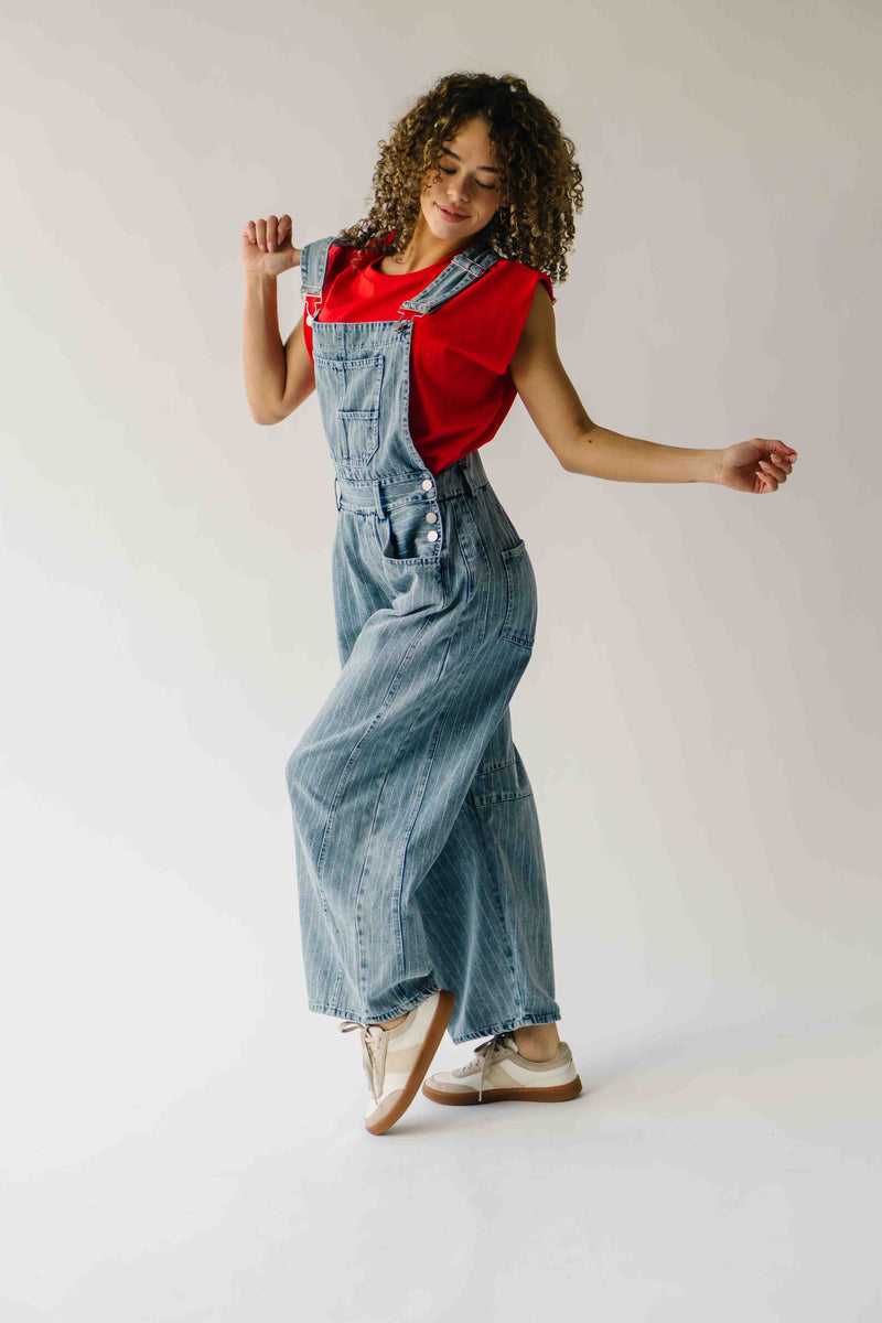 The Shaina Striped Barrel Jumpsuit in Denim
