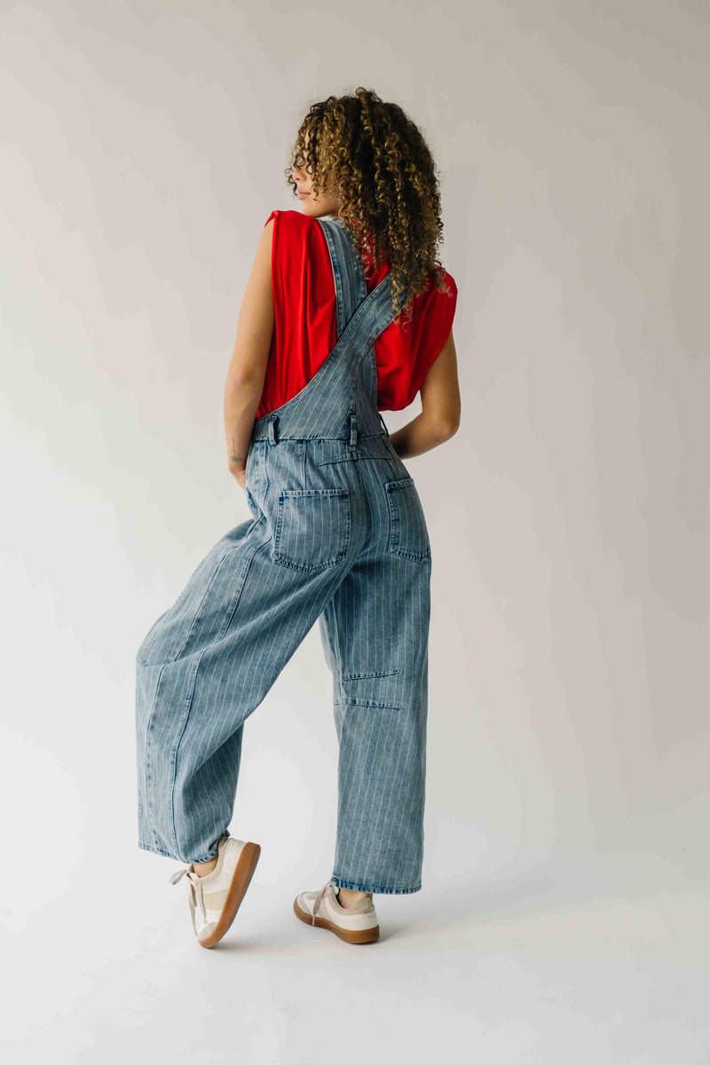 The Shaina Striped Barrel Jumpsuit in Denim