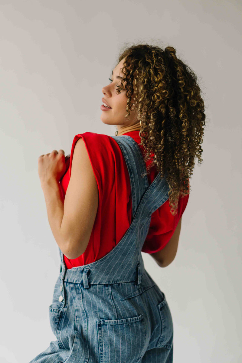 The Shaina Striped Barrel Jumpsuit in Denim