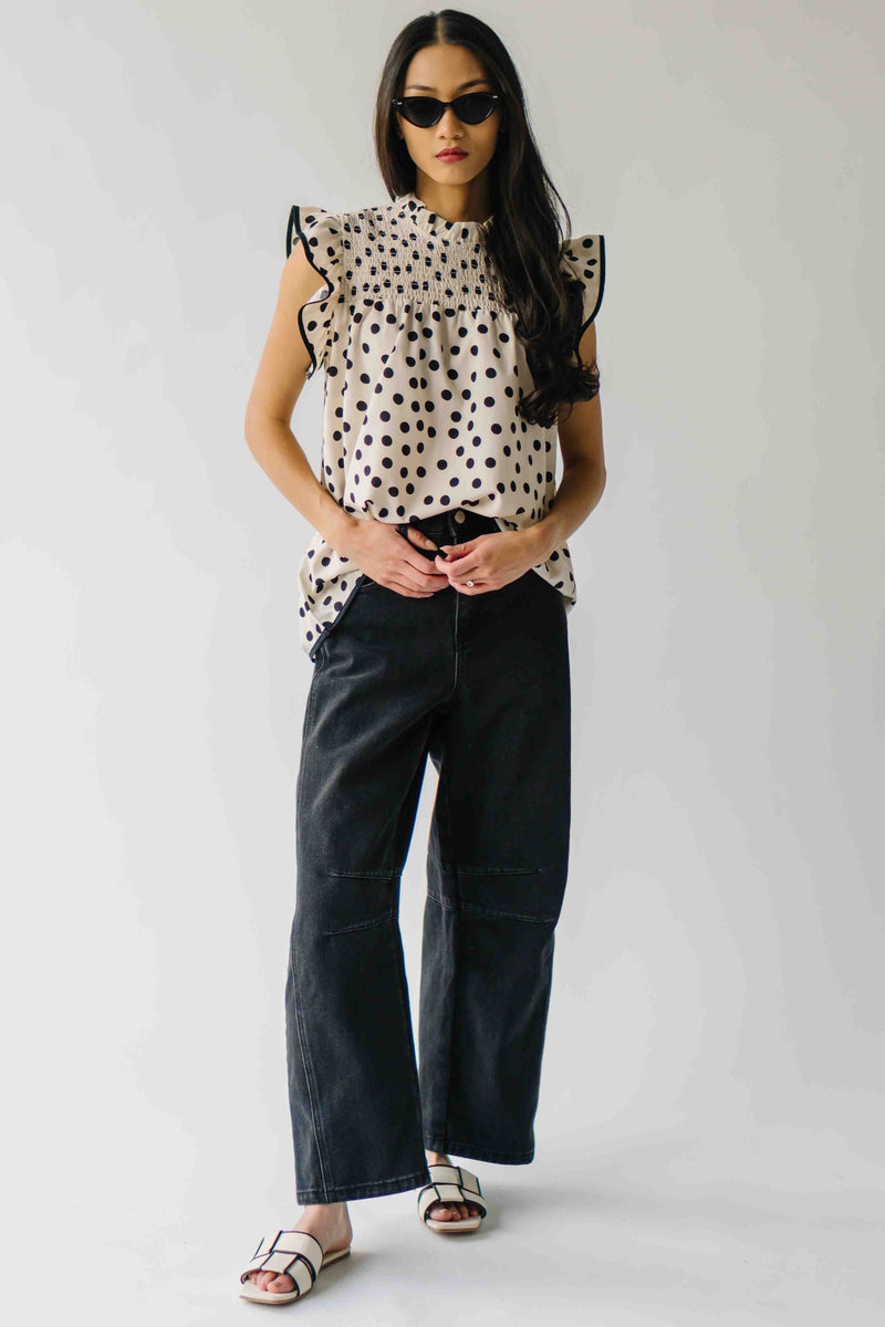 The Santos Dot Printed Blouse in Oatmeal