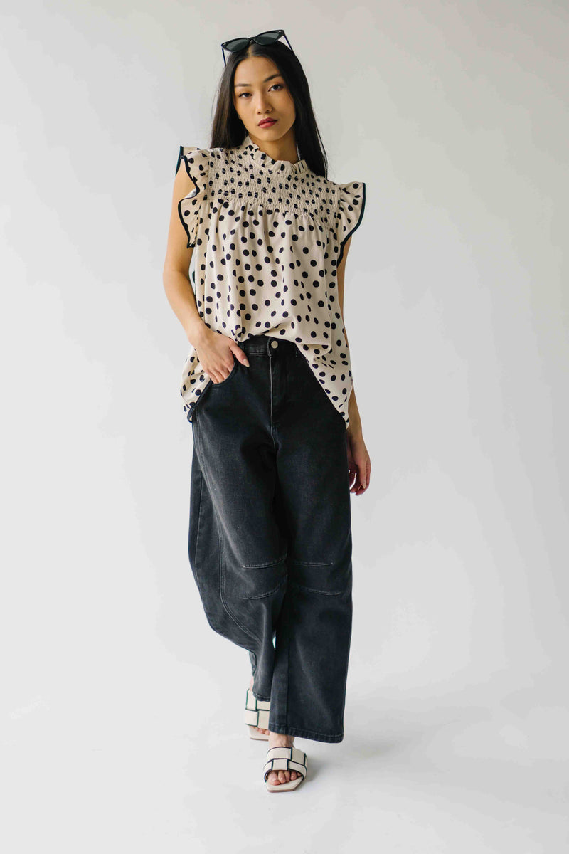 The Santos Dot Printed Blouse in Oatmeal