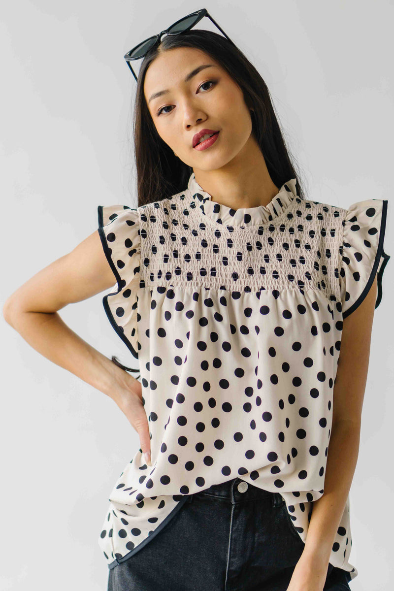 The Santos Dot Printed Blouse in Oatmeal