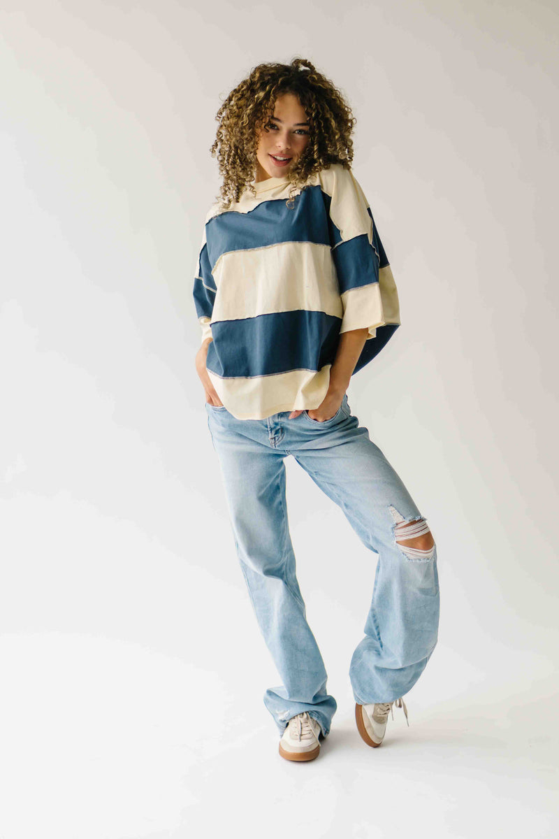 The Kopala High Rise Distressed Jean in Poseidon