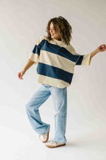 The Kopala High Rise Distressed Jean in Poseidon