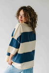 The Dunvall Oversized Striped Tee in Cream + Navy