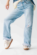 The Kopala High Rise Distressed Jean in Poseidon