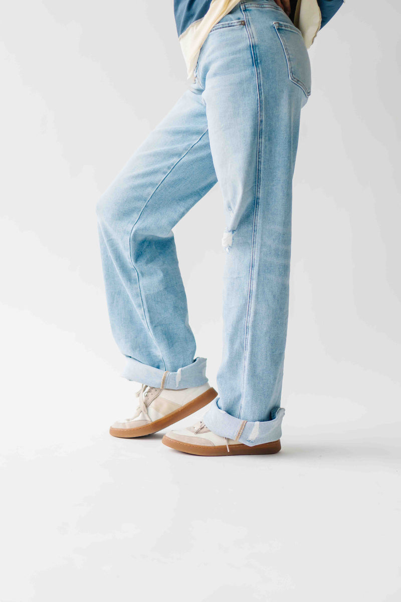 The Kopala High Rise Distressed Jean in Poseidon
