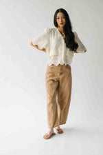 The Vinson Scallop Button-Up Blouse in Cream