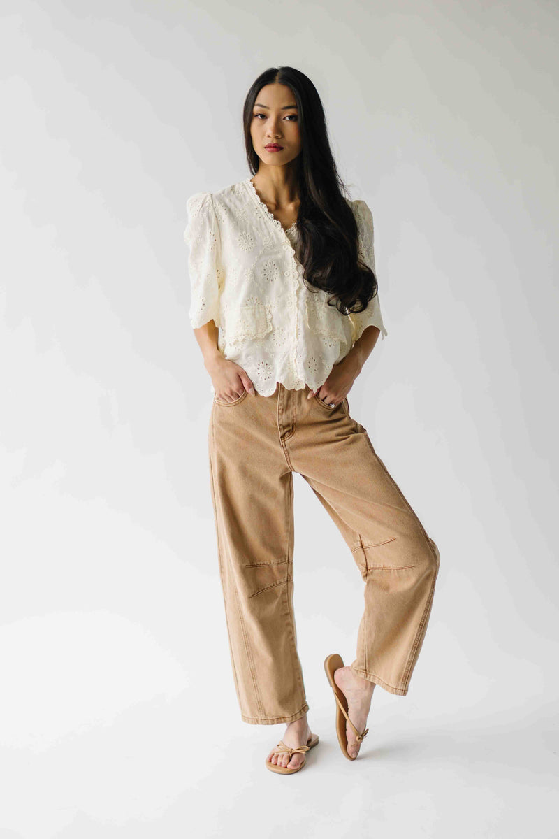 The Annie Slouchy Barrel Jean in Light Rust