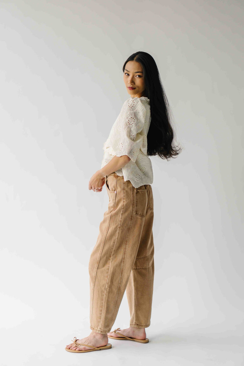 The Vinson Scallop Button-Up Blouse in Cream