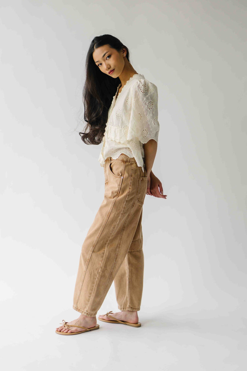 The Vinson Scallop Button-Up Blouse in Cream