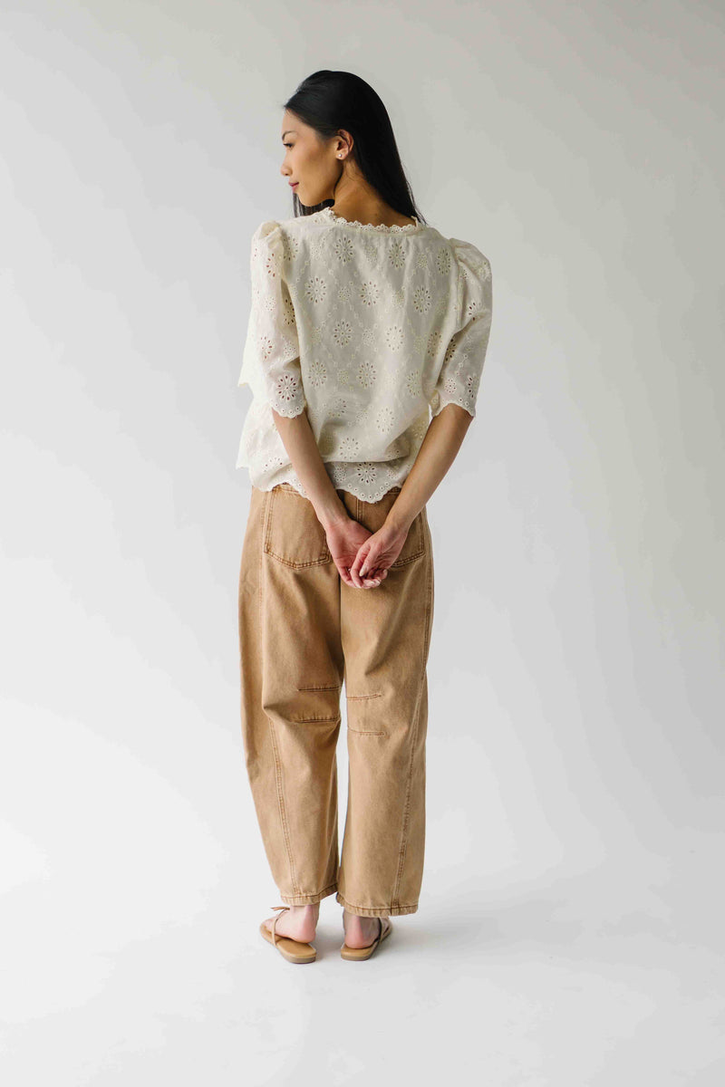 The Vinson Scallop Button-Up Blouse in Cream