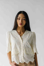 The Vinson Scallop Button-Up Blouse in Cream