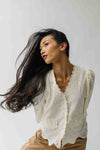 The Vinson Scallop Button-Up Blouse in Cream