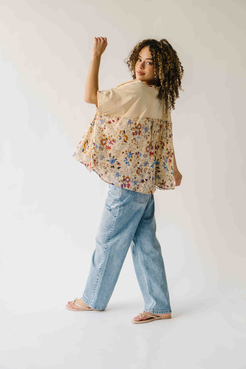 The Tovar Floral Blouse in Light Sand