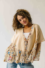 The Tovar Floral Blouse in Light Sand