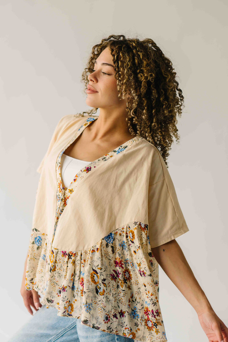 The Tovar Floral Blouse in Light Sand