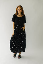The Martinsburg Embroidered Midi Dress in Black