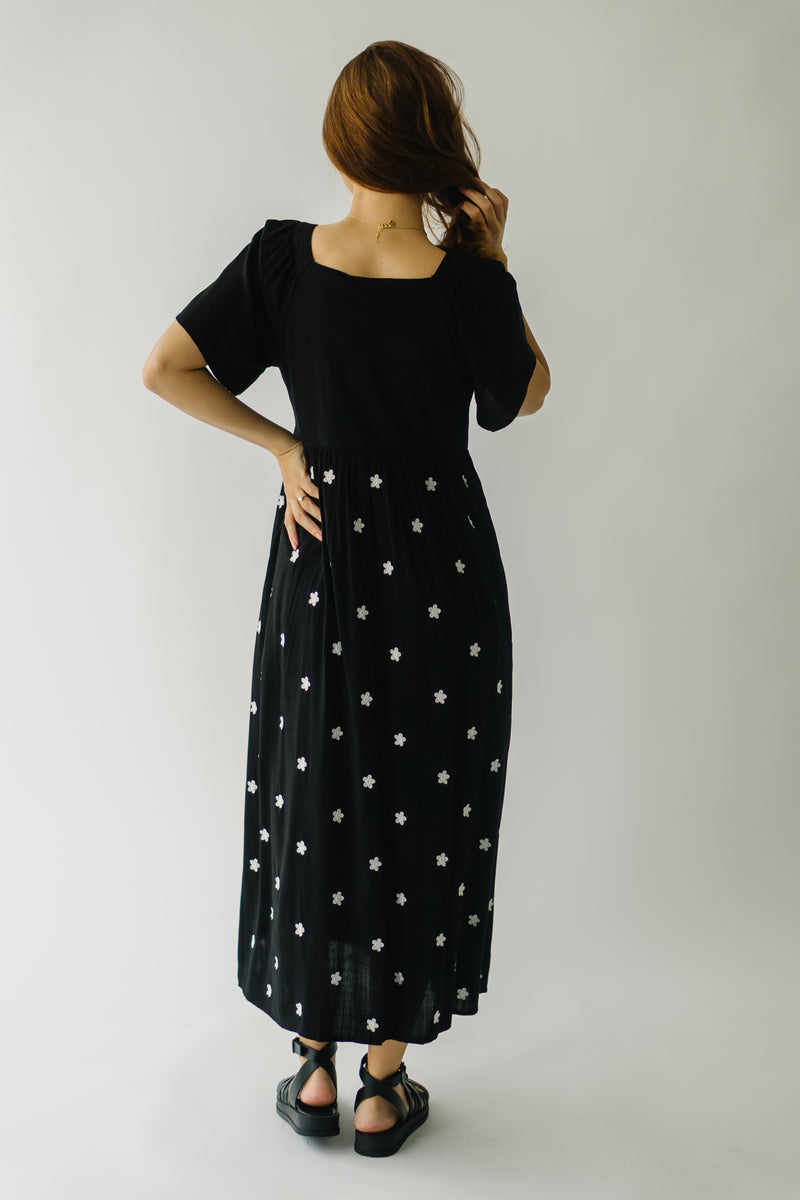 The Martinsburg Embroidered Midi Dress in Black