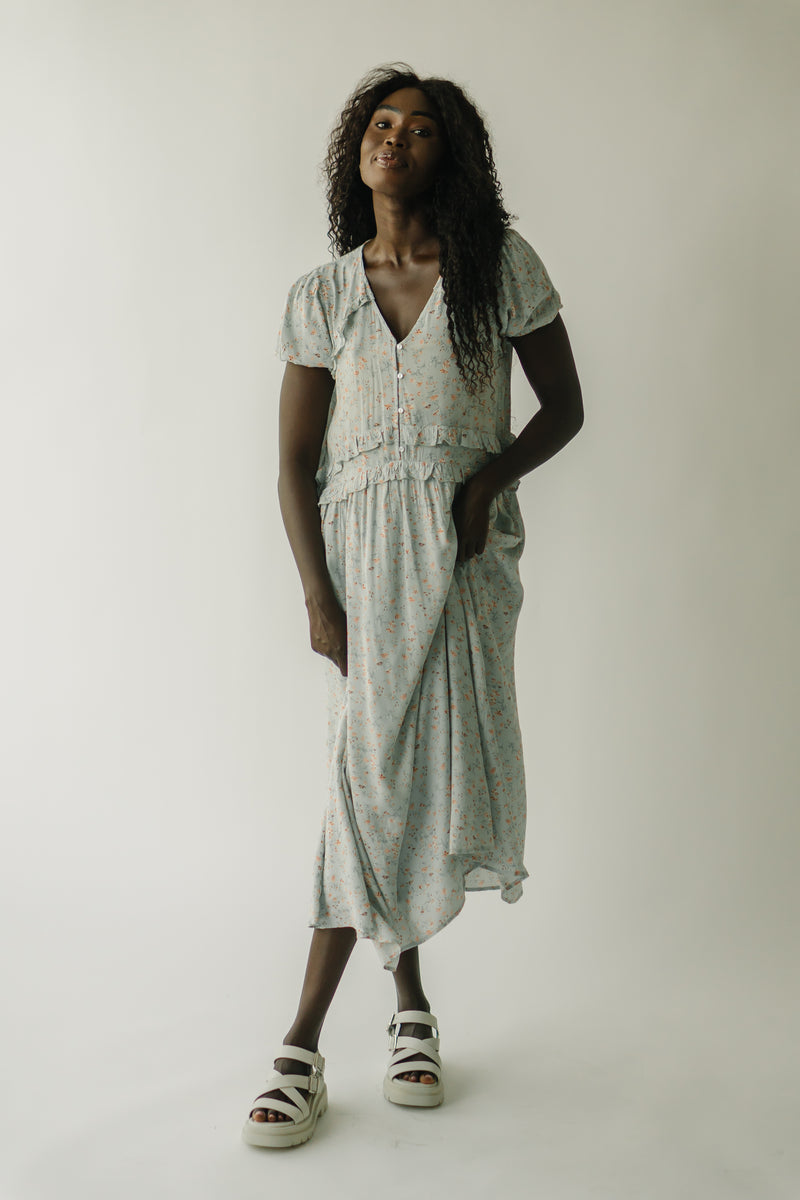 The Harlem V-Neck Midi Dress in Sage Floral