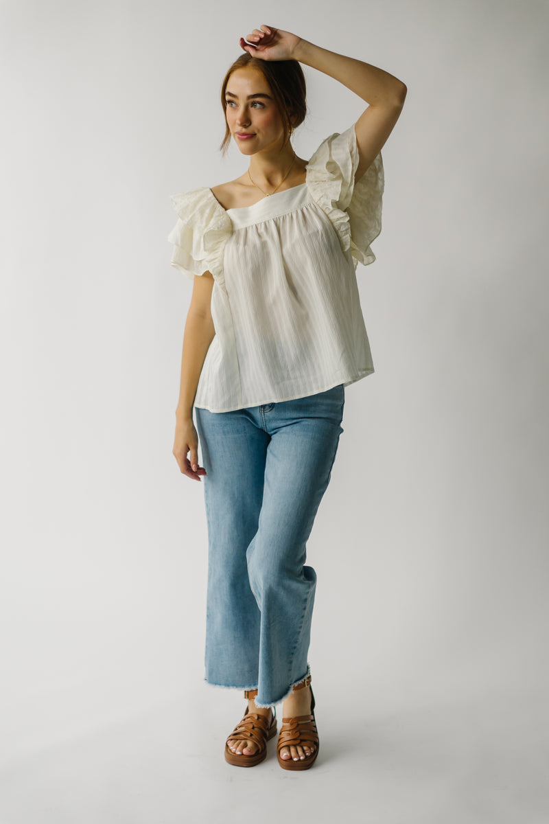 The Markelle Ruffle Sleeve Blouse in Off White
